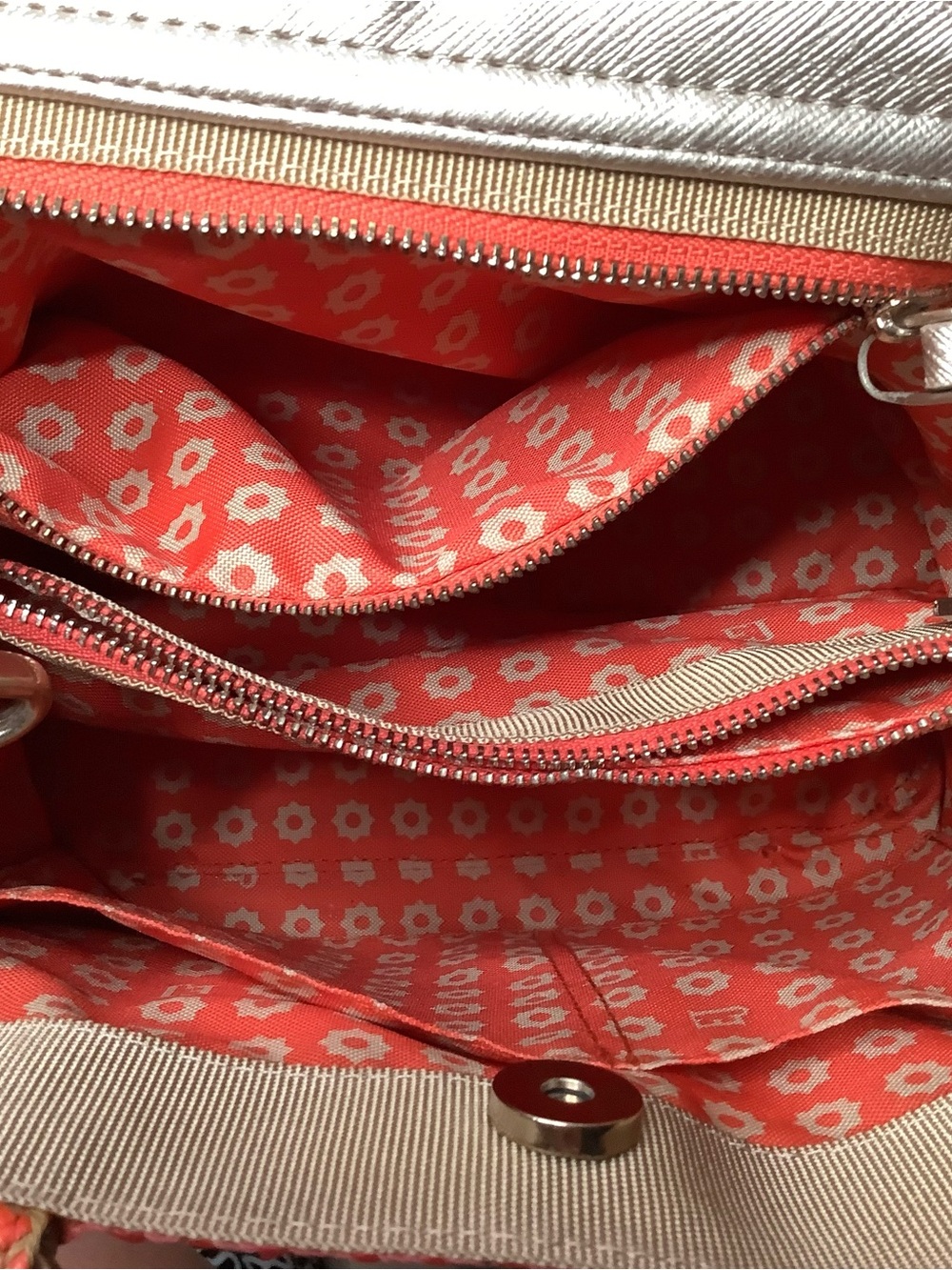 Eric Javits LEILA Coral Pink Striped Woven Satchel Crossbody Bamboo Handle Bag - Picture 15 of 16